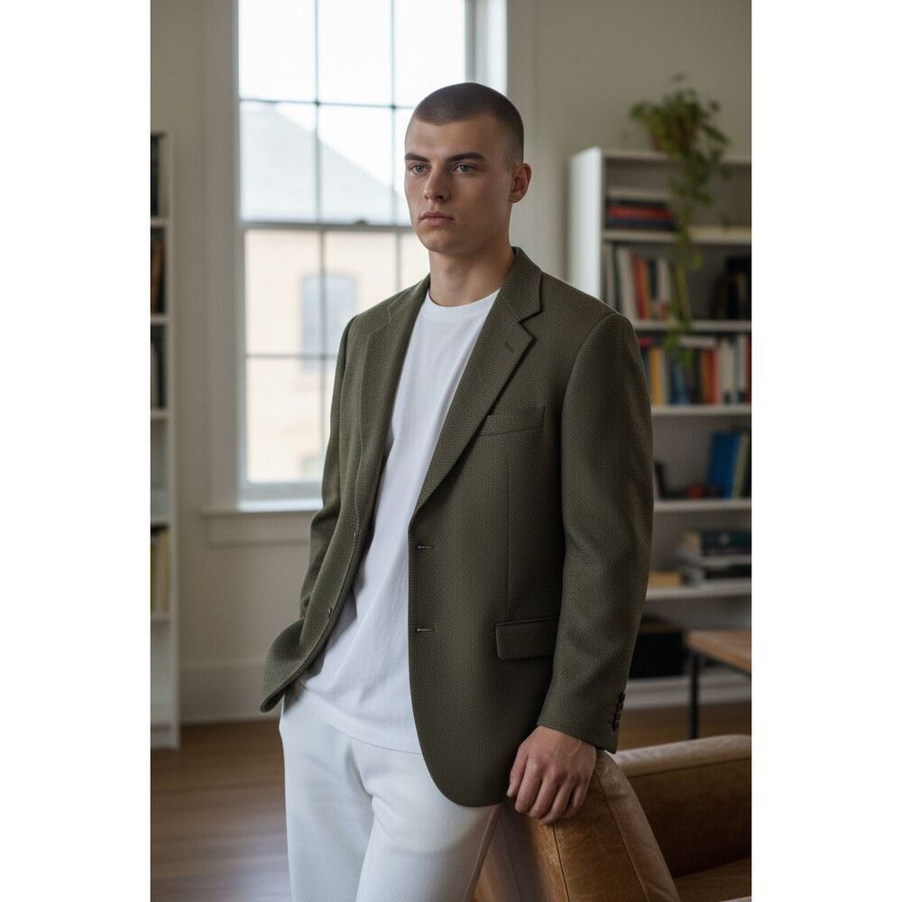 Missoni Olive Green Single-Breasted Wool Sport Coat